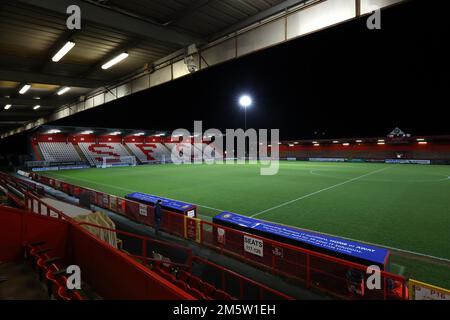 Vue générale du stade avant le match EFL League Two entre Stevenage et Crawley Town au stade Lamex. 30th décembre 2022 Banque D'Images