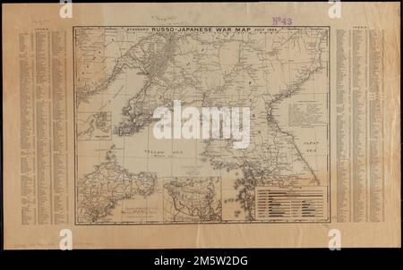 Carte de guerre russo-japonaise standard juillet 1904. Comprend l'index, les statistiques pour la Russie et le Japon, la signification des noms et 2 ensembles. Insets: Port Arthur -- [Eurasie].... , Corée du Nord Corée du Sud Chine , Mandchourie , région Banque D'Images