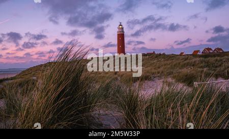 Phare de Texel pendant le coucher du soleil pays-Bas Ile hollandaise Texel Hollande pendant l'été Banque D'Images