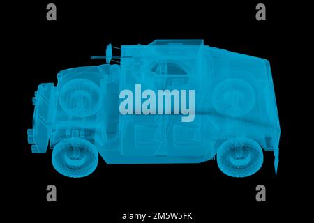jeep militaire au-dessus de la vue en rayons x. 3d rendu Banque D'Images