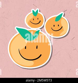 Joli sourire tangerine autocollant élément vecteur Illustration de Vecteur