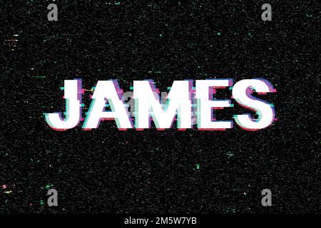 Vecteur James nom masculin typographie effet de glitch Illustration de Vecteur