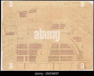 [Plan of lots in Chinatown, entre Broad Street et Front Street, et Beach Street et Orange Street, Boston]. Titre fourni par le catalogueur. Orienté vers le nord, en bas à gauche , Massachusetts , Suffolk ,comté , Boston , Chinatown Banque D'Images