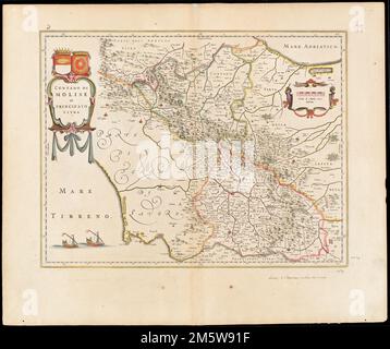 Contado di Molise et principato vltra. Carte des régions des Abruzzes, du Latium et de Molise en Italie. Le verso est vide. Texte en italien. Le catalogage, la conservation et la numérisation ont été rendus possibles en partie par le Fonds national de dotation pour les sciences humaines : exploration de l'effort humain. Fait partie de l'atlas de portefeuille composite avec le titre 'Collection d'anciennes cartes.'. Contado di Molise et principato ultra Collection d'anciennes cartes. Contado di Molise et principato ultra Collection d'anciennes cartes, Italie , Abruzzo , région Banque D'Images