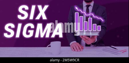 Affichage conceptuel six Sigma. Mot écrit sur les techniques de gestion pour améliorer les processus d'affaires Banque D'Images