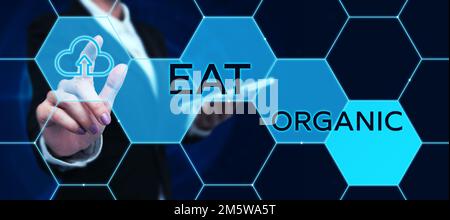 Affiche manuscrite Eat Organic. Internet concept réduction de manger des bonbons diabète contrôle régime Banque D'Images