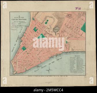 Un plan de la ville de New York. Couvre Lower Manhattan. Relief indiqué par les haches. Télécopie de l'encart sur la carte par Samuel Holland et Thomas Pownall : les provinces de New York et du New Jersey, avec une partie de Pensilvania, et la province de Québec, 1776. Inclut des références aux points d'intérêt. Publié à l'origine: Londres : imprimé pour Robt. Sayer et John Bennett, 1776, sous le titre : les provinces de New York et du New Jersey, avec une partie de Pensilvania, et la province de Québec , New York , New York , Manhattan Banque D'Images