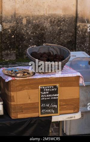 Truffes au marché de la truffe à Menerbes, France Banque D'Images