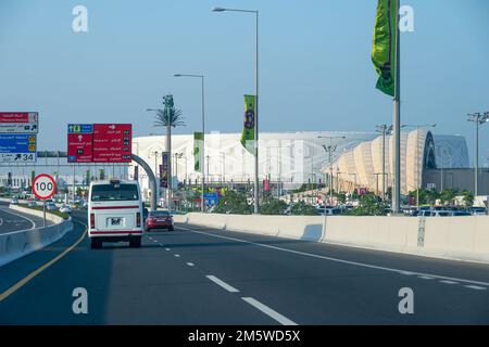 Vue générale du stade Al Thumama, l'un des sites du tournoi de football de la coupe du monde FIFA Qatar 2022. Banque D'Images