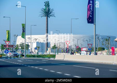 Vue générale du stade Al Thumama, l'un des sites du tournoi de football de la coupe du monde FIFA Qatar 2022. Banque D'Images