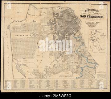 Le guide officiel de Bancroft de la ville et du comté de San Francisco. Encart : carte du squelette montrant la position relative de San Francisco par rapport au pays environnant. Inclut un index des cimetières, églises, hôpitaux, hôtels, parcs, bâtiments publics, dépôts de chemin de fer, écoles et collèges, salles de théâtre, quais et ferries... Guide officiel de la ville et du comté de San Francisco. Guide officiel de la ville et du comté de San Francisco, Californie , San Francisco , comté Banque D'Images