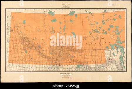 Saskatchewan. Grugeage indiqué par les hauteurs de point. La carte montre les divisions politiques du nord... , Canada , province de la Saskatchewan, province Banque D'Images