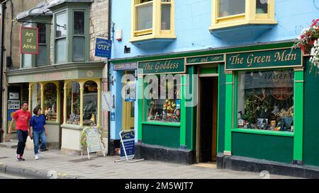 The Green Man and Goddess Shop Glastonbury Banque D'Images