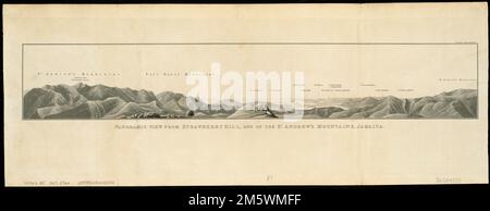 Vue panoramique depuis Strawberry Hill, l'une des St. Montagnes Andrews, Jamaïque. Vue panoramique; noms de formes de terrain. Dans la marge supérieure: 'Geol. TRANS. série 2nd. Vol II pl. 22.' Figure dans les transactions de la Société géologique de Londres, série 2, vol. 2, no.2. Londres : imprimé par Richard Taylor, 1827. Strawberry Hill est dans les Blue Mountains modernes , Jamaïque , la Grand Ridge des Blue Mountains Banque D'Images