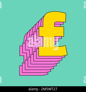 Symbole dièse police vectorielle superposée de 3D caractères Illustration de Vecteur