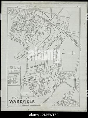 Partie de Wakefield [Massachusetts]. La carte est présumée être une feuille (page 81) d'un atlas du comté de Middlesex, publié par George H. Walker de Boston. La carte représente la région de Wakefield à l'est de Junction et Crystal Lake, entre les rues Water et Nahant, montrant les lignes de chemin de fer, les bâtiments publics et privés et les noms des propriétaires. L'échelle indiquée est de 250 pieds au pouce. 'Échelle - 250 pieds à un pouce.'... , Massachusetts , Middlesex , comté , Wakefield Banque D'Images