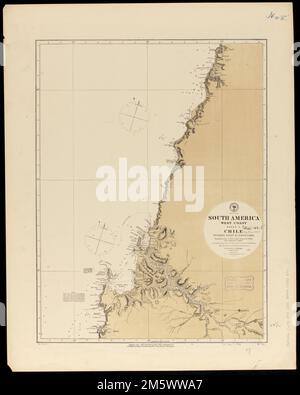 Amérique du Sud, côte ouest : republication de Brit. Admty. n° de graphique 1286, avec ajouts à 1876. Relief indiqué par les hauteurs de haches et de points. Profondeurs indiquées par des sondages. 'COR. (76.XI'78)... Chili, de Tucapel point à point Lora. Chili, Tucapel point à point Lora, Chili , Biobío, région Banque D'Images