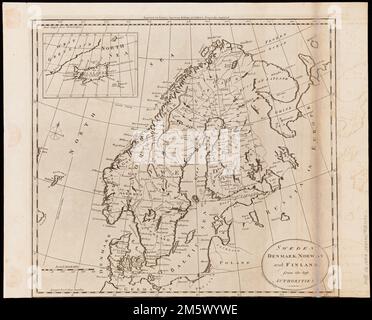 Suède, Danemark, Norvège et Finlande : des meilleures autorités. Grugeage illustré par illustration. Premiers méridiens : Philadelphie et Londres. Encart: Islande. 'Gravé pour l'édition américaine de Carey de la géographie de Guthrie améliorée.' Dans la marge supérieure gauche : 4. Carte 4 dans l'atlas général de son Carey. Philadelphie : Mathew Carey, 1800.... , Scandinavie ,région Banque D'Images