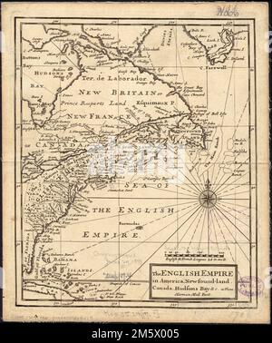 L'empire anglais en Amérique, terre-découverte, Canada, Hudsons Bay, et c. à plano. Méridien d'origine : Ferro. Apparaît dans l'Atlas de Moll, ou, un nouvel ensemble de cartes de toutes les parties de la terre. Londres : imprimé pour l'église A. & J., 1709.... , Amérique du Nord, région Banque D'Images