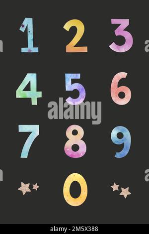 Vecteur de jeu de polices de numéros pastel Illustration de Vecteur
