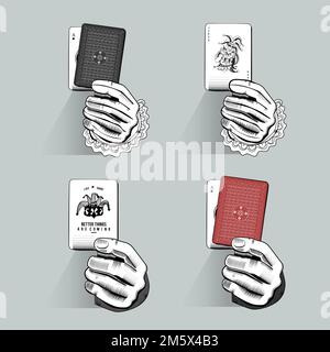 Main avec la collection vectorielle de cartes de poker Illustration de Vecteur