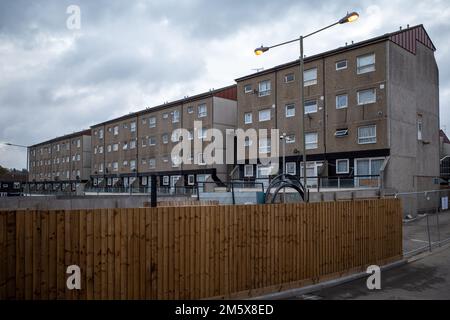 Dolis Valley Housing Estate, construit dans les années 1960 et 1970, situé près de High Barnett, dans le nord de Londres, en cours de réaménagement. Maison de Londres d'après-guerre. Banque D'Images