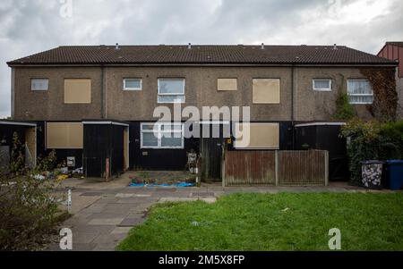 Dolis Valley Housing Estate, construit dans les années 1960 et 1970, situé près de High Barnett, dans le nord de Londres, en cours de réaménagement. Maison de Londres d'après-guerre. Banque D'Images