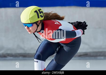 Österreichische Staatsmeisterschaften 2023 Einzelstrecken. Femmes (Mass Start). 2022-12-28. ROSNER Jeannine (USC Innsbruck #15) Banque D'Images