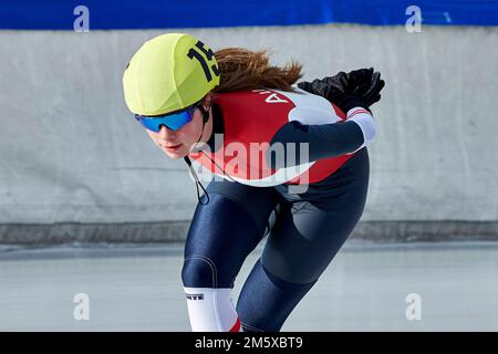 Österreichische Staatsmeisterschaften 2023 Einzelstrecken. Femmes (Mass Start). 2022-12-28. ROSNER Jeannine (USC Innsbruck #15) Banque D'Images