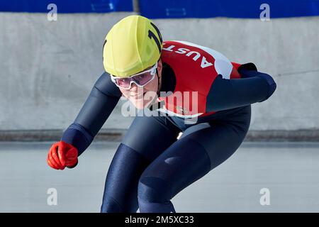 Österreichische Staatsmeisterschaften 2023 Einzelstrecken. Femmes (Mass Start). 2022-12-28. MOLNAR Anna (USC Innsbruck #14) Banque D'Images