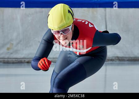 Österreichische Staatsmeisterschaften 2023 Einzelstrecken. Femmes (Mass Start). 2022-12-28. MOLNAR Anna (USC Innsbruck #14) Banque D'Images