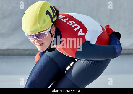 Österreichische Staatsmeisterschaften 2023 Einzelstrecken. Femmes (Mass Start). 2022-12-28. MOLNAR Anna (USC Innsbruck #14) Banque D'Images