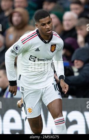 Wolverhampton, Royaume-Uni. 31st décembre 2022. Wolverhampton, Royaume-Uni. 31st décembre 2022. Marcus Rashford de Manchester United lors du match de la Premier League entre Wolverhampton Wanderers et Manchester United à Molineux, Wolverhampton, le samedi 31st décembre 2022. (Credit: Gustavo Pantano | MI News ) Credit: MI News & Sport /Alay Live News Banque D'Images