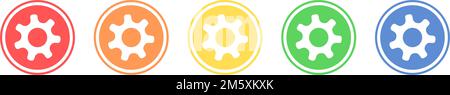 Ensemble d'icônes du moteur. Icône de paramètres de différentes couleurs. Illustration de Vecteur