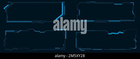 Boîtier interface techno futuriste. HUD holographique, interface graphique, éléments d'interface utilisateur. Illustration de Vecteur