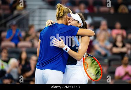 Luisa Stefani du Brésil et Rafael Matos du Brésil en action lors de doubles mixtes lors du tournoi de tennis de la coupe unie de Brisbane 2023 sur 30 décembre 2022 à Brisbane, Australie - photo : Rob Prange/DPPI/LiveMedia Banque D'Images