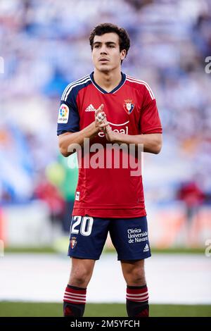 SAN SEBASTIAN, ESPAGNE - DÉCEMBRE 31 : Manu Sanchez de CA Osasuna réagit lors du match de la Liga Santander entre Real Sociedad et CA Osasuna à la Reale Arena de 31 décembre 2022, à San Sebastian, Espagne. Credit: Ricardo Larreina/AFLO/Alay Live News Banque D'Images