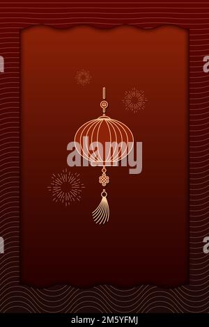 Carte traditionnelle à motif lanterne rouge chinoise Illustration de Vecteur