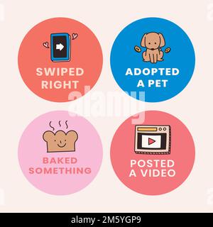Jeu d'éléments de conception de bingo d'histoire de médias sociaux d'auto-quarantaine Illustration de Vecteur