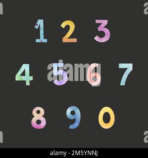 Vecteur de jeu de numéros pastel aquarelle Illustration de Vecteur