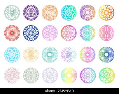 Spirographe Mandala coloré en couleur plate et dégradé Illustration de Vecteur