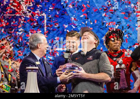 Atlanta, Géorgie, États-Unis. 1st janvier 2023. Au cours de la deuxième moitié du Chick-fil-a Peach Bowl 2022 au stade Mercedes-Benz à Atlanta, en Géorgie. (Scott Kinser/CSM). Crédit : csm/Alay Live News Banque D'Images