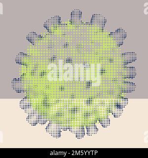 Coronavirus demi-ton vert sur vecteur d'illustration d'arrière-plan violet et crème Illustration de Vecteur