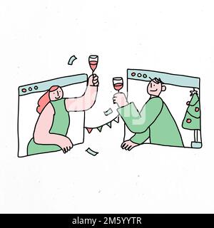 Célébration dans le nouveau vecteur normal Noël en quarantaine Illustration de Vecteur