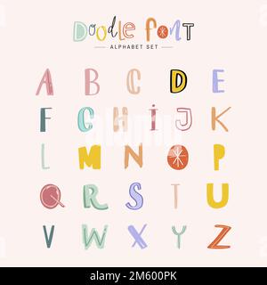 Ensemble de calligraphie de police à motif vectoriel de l'alphabet dessiné à la main Illustration de Vecteur