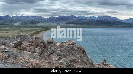 Chaîne de montagnes près du lac Nam TSO. Comté de Damxung, Lhassa, Tibet, Chine Banque D'Images