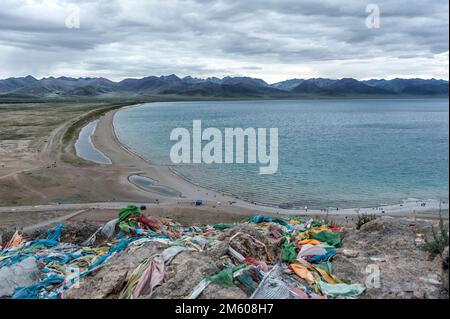 Chaîne de montagnes près du lac Nam TSO. Comté de Damxung, Lhassa, Tibet, Chine Banque D'Images