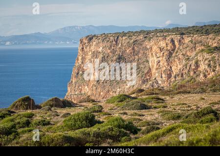 Vue sur les falaises au sud de Majorque, près de sa Torre, Majorque, Espagne Banque D'Images