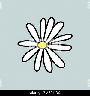 Autocollant de fleur blanche sur fond bleu Illustration de Vecteur