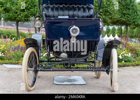 Cuiseur vapeur Vintage Grout, USA 1900, entraînement de vapeur, 1 cylindres, 6. 5 ch, 320 kg, 35 km h, Gala classique, Concours international dElegance, Schwetzingen Banque D'Images